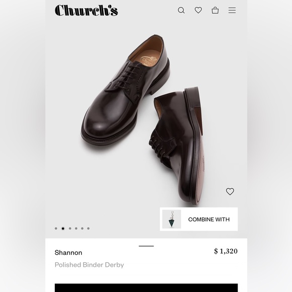 Church's Custom Grade Shannon Polished Binder Derby Black Leather Shoes Size 8.5 - Picture 10 of 10